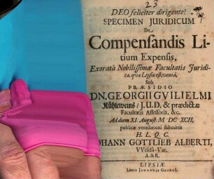 Specimen iur. de compensandis litium expensis