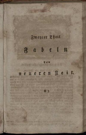 Zweyter Theil. Fabeln aus der neueren Zeit.