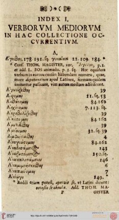 Index I: verborum mediorum in hac collectione occurrentium