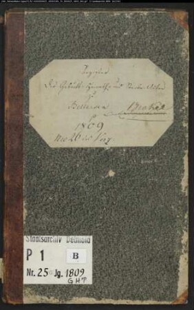 Zivilstandsregister der katholischen Gemeinde Bellersen, Kreis Höxter (GHT 1809). (Gemeinde: Katholische Gemeinde Bellersen, Kreis Höxter)