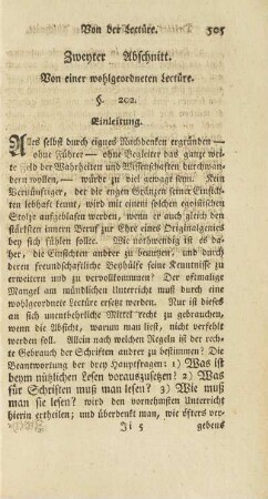 Zweyter Abschnitt. Von einer wohlgeordneten Lectüre