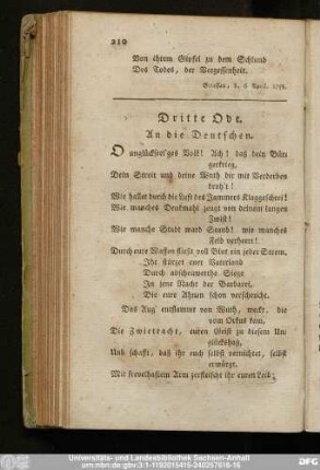 Dritte Ode. An die Deutschen.
