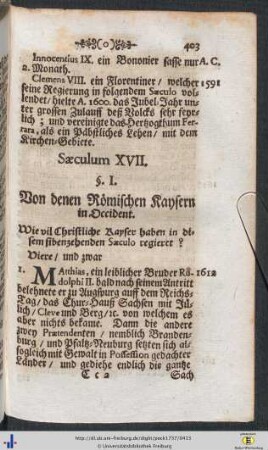 Saeculum XVII.
