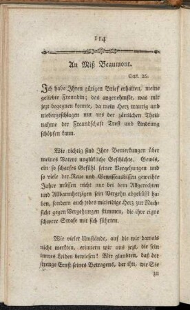 An Miß Beaumont. Sept. 26.