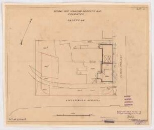Fabrik Sigmund Goeritz AG, Chemnitz: 1. Bauabschnitt Nov./Dez. 1924, Lageplan 1:500