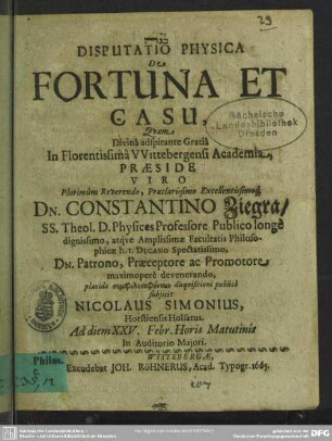 Disputatio de fortuna et casu