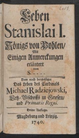 Leben Stanislai I. Königs von Pohlen