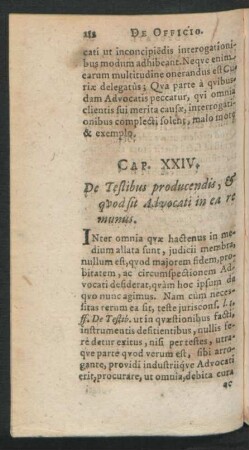 Cap. XXIV. De Testibus producendis, & quod sit Advocati in ea re munus.