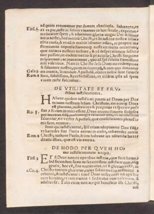 De Utilitate Et Fructibus iustificationis.