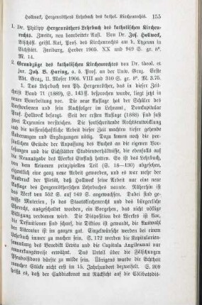 155-157 [Rezension] Hergenröther, Philipp, Philipp Hergenröthers Lehrbuch des katholischen Kirchenrechts