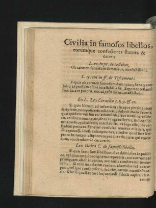 Civilia in famosos libellos, eorumque confectores statuta & decreta.