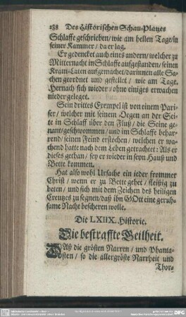 Die LXIIX. Historie. Die bestraffte Geilheit