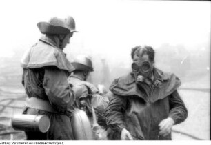 Dresden. Feuerwehr, gemeinsame Brandbekämpfung im Lockwitztal, 1. Juli 1964