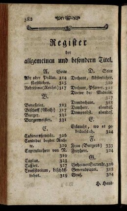 Register der allgemeinen und besondern Titel.