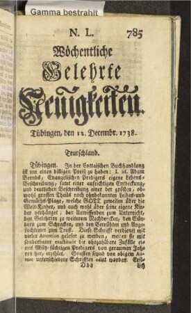 N. L. Tübingen, den 12. Decembr. 1738