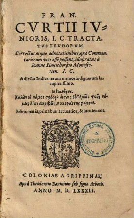 Fran. Curtii iunioris tractatus feudorum