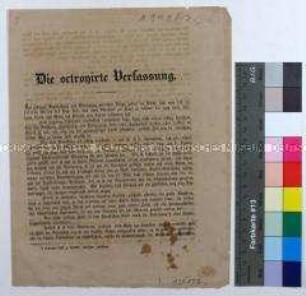 Aufsatz eines unbekannten Autors über die octroyirte preußische Verfassung vom 5. Dezember 1848