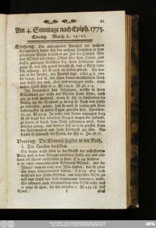 Am 4. Sonntage nach Epiph. 1775. Evang. Matth. 8, 23 - 27.