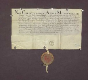 Lehenbrief des Erzbischofs Philipp Christoph zu Trier als Bischof zu Speyer für den Abt des Klosters Schwarzach, Christoph, über die von dem Bistum Speyer lehenbaren Gerechtsame