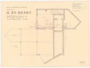 Schmitz-Häuser, Biberach/Riss Wohnhaus Werner Schmitz: Rohrführung der Heizung und der sanitären Anlagen im 2. Untergeschoss 1:50