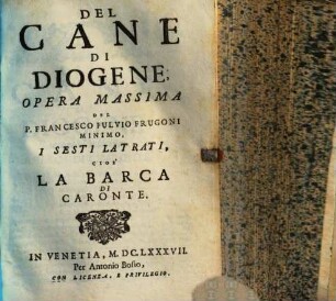Del Cane Di Diogene. 6, I sesti latrati, cioé la Barca di Caronte
