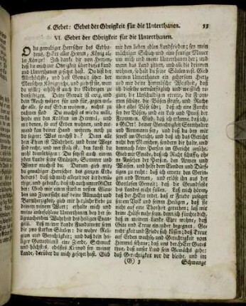 VI. Gebet der Obrigkeit für die Unterthanen. - Nach dem zehenden Gebot.