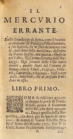 Il Mercurio errante delle grandezze di Roma, tanto antiche, che moderne