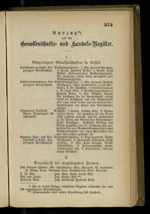 Auszug aus dem Genossenschafts- und Handels-Register