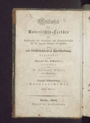 T.2: Darstellung aus dem Leben der Säugetiere. Dritter Theil von Friedrich Richter