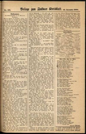Zweite Ausgabe vom Donnerstag, den 23. Dezember 1880.