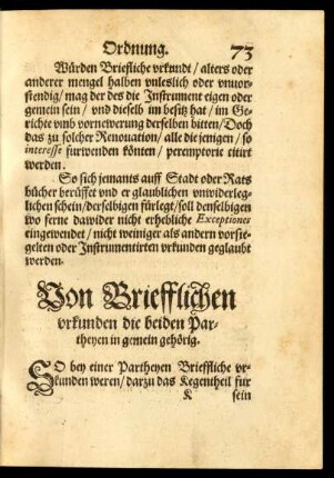 Von Briefflichen urkunden die beiden Partheyen in gemein gehörig.