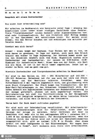 Hassleben : Gespräch mit einem Zootechniker