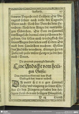 Die zwey und zwantzigste Andacht. Eine Andacht vom heiligen Geiste