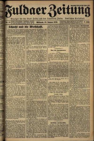 Erste Ausgabe vom Mittwoch, den 29. Januar 1930.