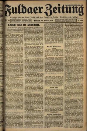Erste Ausgabe vom Mittwoch, den 29. Januar 1930.