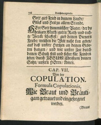 Cap. VII. Von der Copulation.