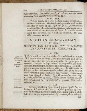 Sectionem Secundam In Qua Sententiae Doctissimi Wyttenbachii De Voluntate Dei Expenduntur