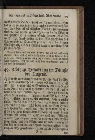 49. Nöthige Beharrung im Dienste der Tugend.