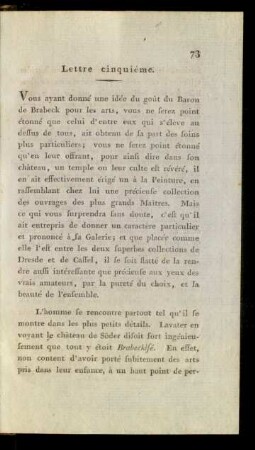 Lettre cinquième
