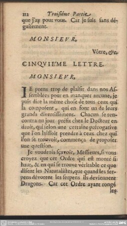 Cinquième Lettre