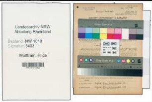 Entnazifizierung Hilde Wolffram , geb. 19.09.1912 (Schneiderin)