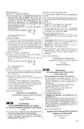 Mitteilungen des Zentralinstituts für Film und Bild : vom 28. April 1953 ; 61/53