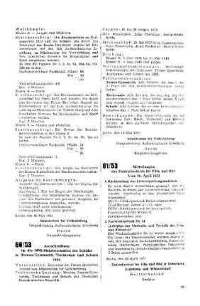 Mitteilungen des Zentralinstituts für Film und Bild : vom 28. April 1953 ; 61/53