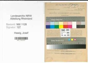 Entnazifizierung Josef Hawig , geb. 01.05.1915 (Polizist)