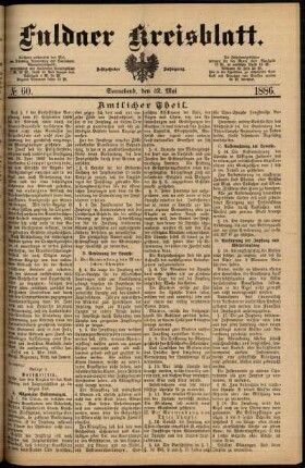 Erste Ausgabe vom Samstag, den 22. Mai 1886.