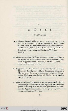 V. Möbel (Nr. 179-280)