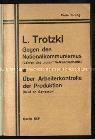 Schrift über die Unterstützung des Volksentscheides zur Auflösung des preußischen Landtags durch die KPD