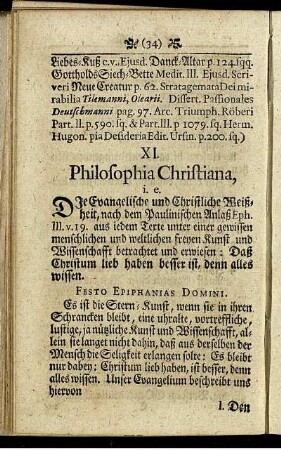 XI. Philosphia Christiana. - XXX. Catechismus Evangelicus.