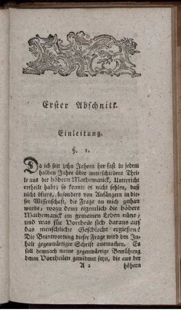 Erster Abschnitt. Einleitung.