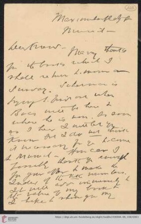 Briefe von Morris Jastrow an Carl Bezold: Karte von Morris Jastrow an Carl Bezold